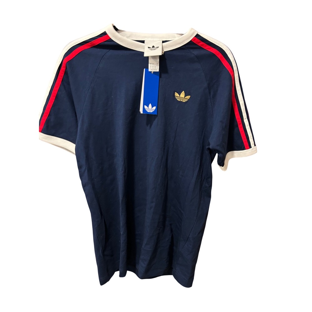 Adidas Originals Mens 3S Tee Night Indigo Navy Red Gold Trefoil KC8636 Small NWT